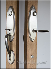 handleset for multipoint locking system in santin nickel finish