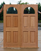 Oak Double doors with glass windows half round