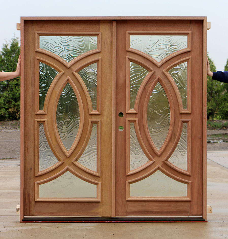 Beautiful Exterior Double Doors with Baroque Glass