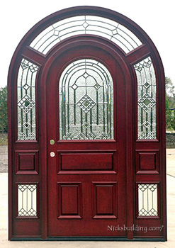 arched top entry door with glass surround transom