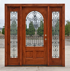 knotty alder doors with wrought iron glass doors