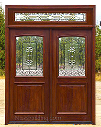 exterior double doors with rectangular transoms