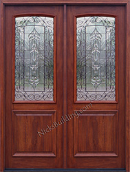 2 Panel Exterior Double Doors with Iron Classic glass