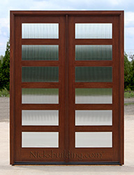 modern double doors with reeded glass