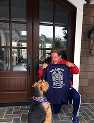 Happy Customer with dog and new Mahogany Double doors