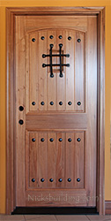 SW-83 Rustic Exterior door with V-groove panels and Speakeasy
