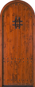 round top exterior knotty alder door with v-grooves SW-71