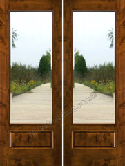 Rustic Patio Doors with Clear Beveled Glass