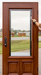 operate doors with shades between glass 