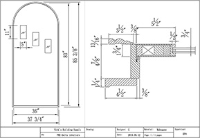 Custom Round Top Replacement Door Line Drawing
